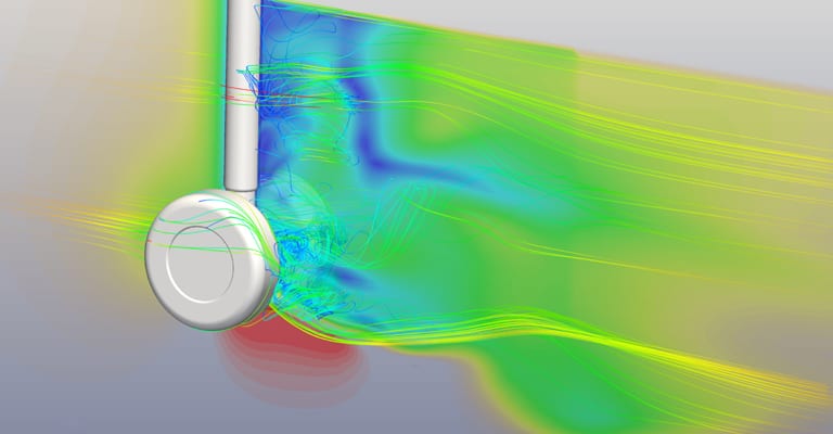 CFD analysis of a landing gear carried out with SimScale