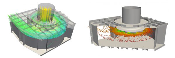 radial fan design cfd simulation showing pressure increase power consumption within the fan