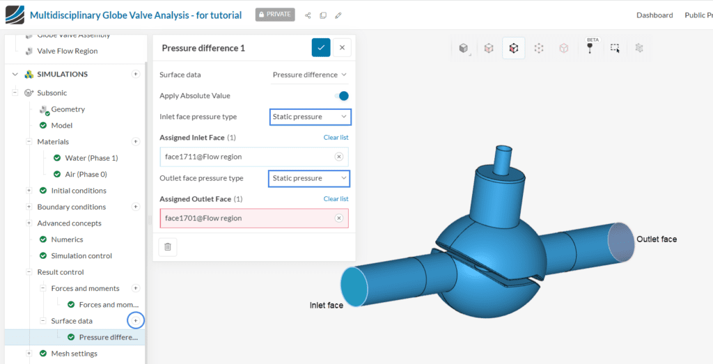 pressure difference calculation in simscale