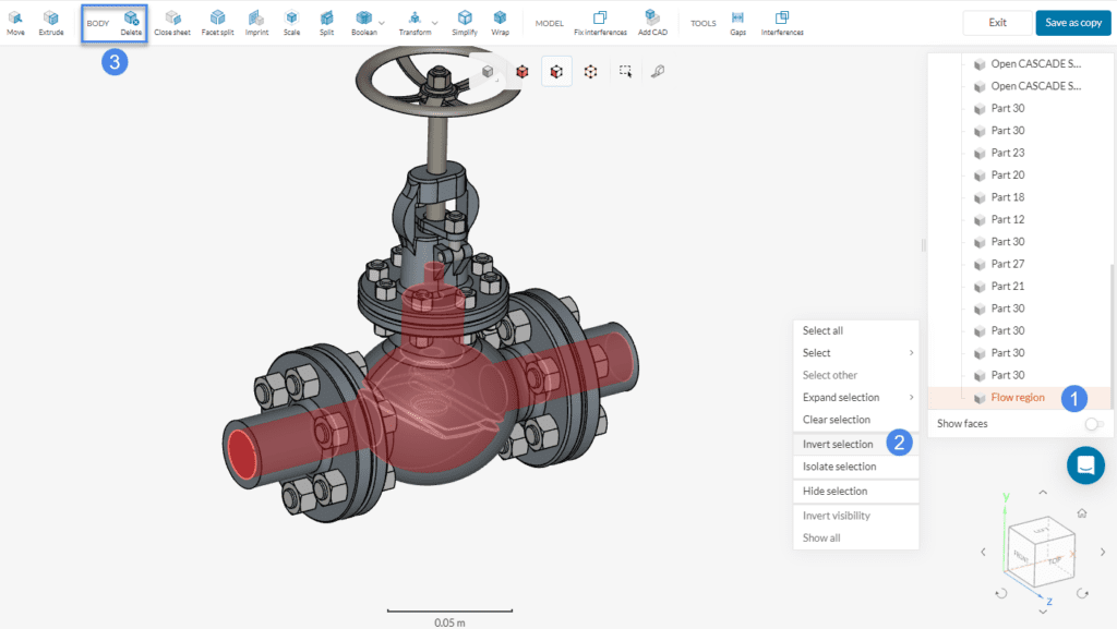 creating flow region in cad mode
