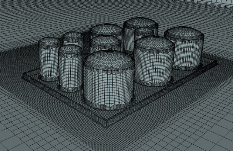 tank farm cfd mesh for wind load analysis