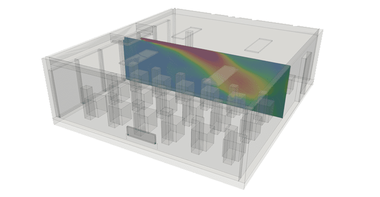 mechanical ventilation simulation post-processing image, evaluating classroom ventilation and thermal comfort