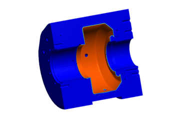 nonlinear structural analysis shows stress on combustion chamber